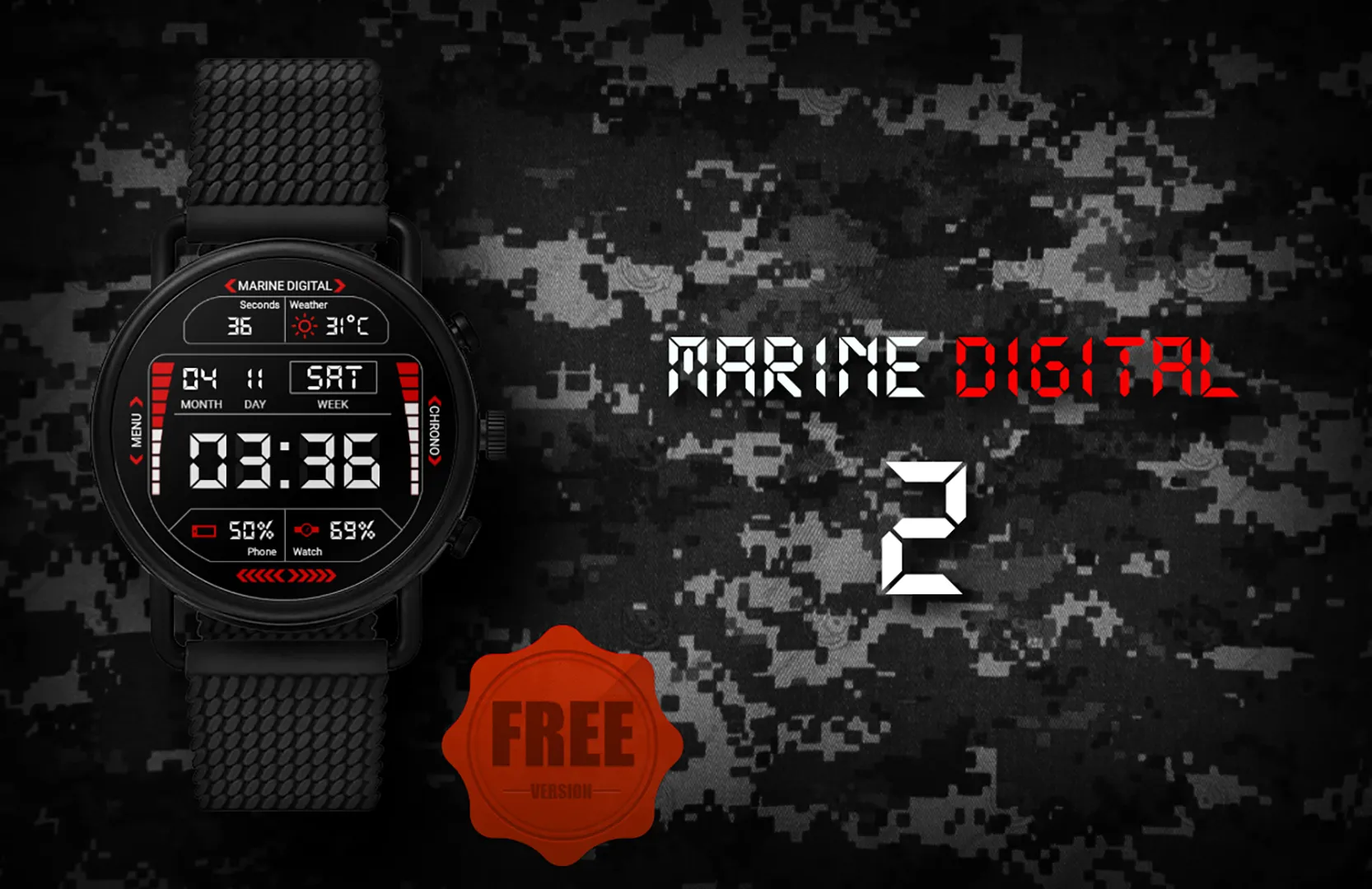 Marine Digital 2 Watch Face | Indus Appstore | Screenshot