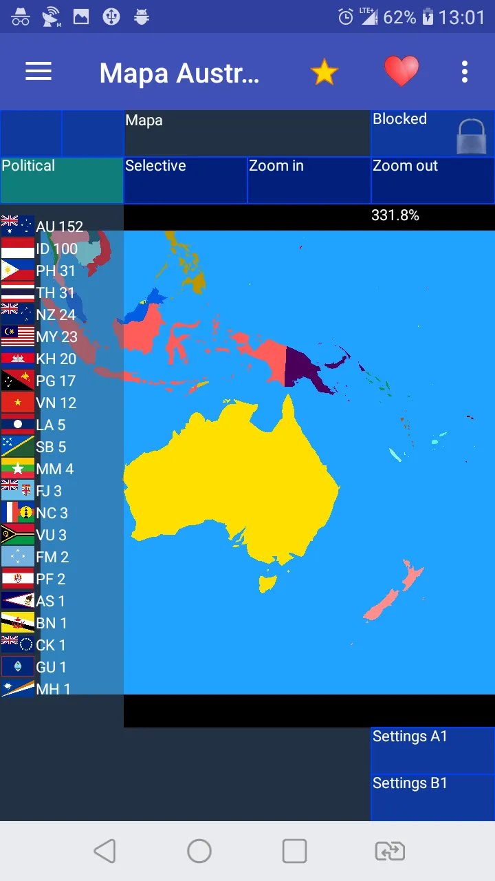 Australia and Oceania map | Indus Appstore | Screenshot