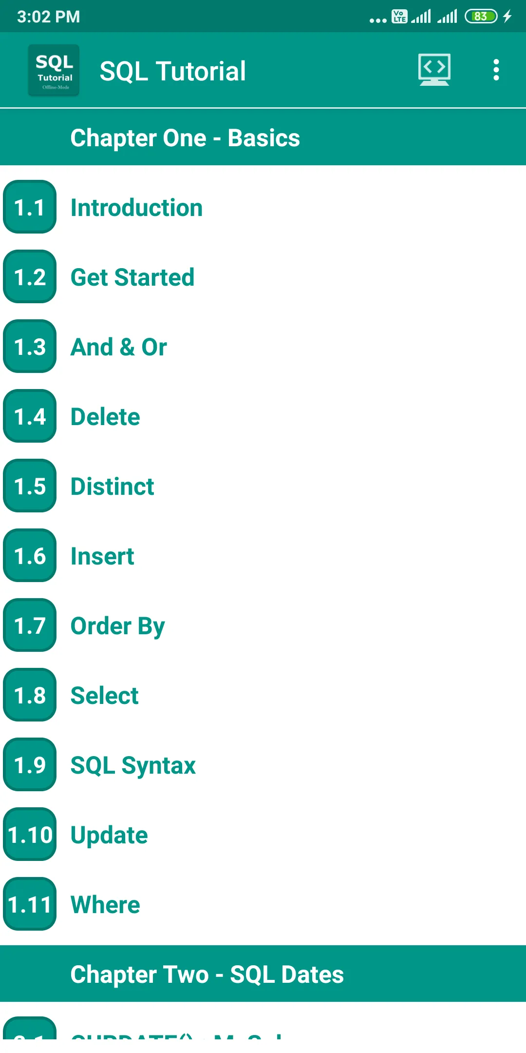 SQL Tutorial | Indus Appstore | Screenshot