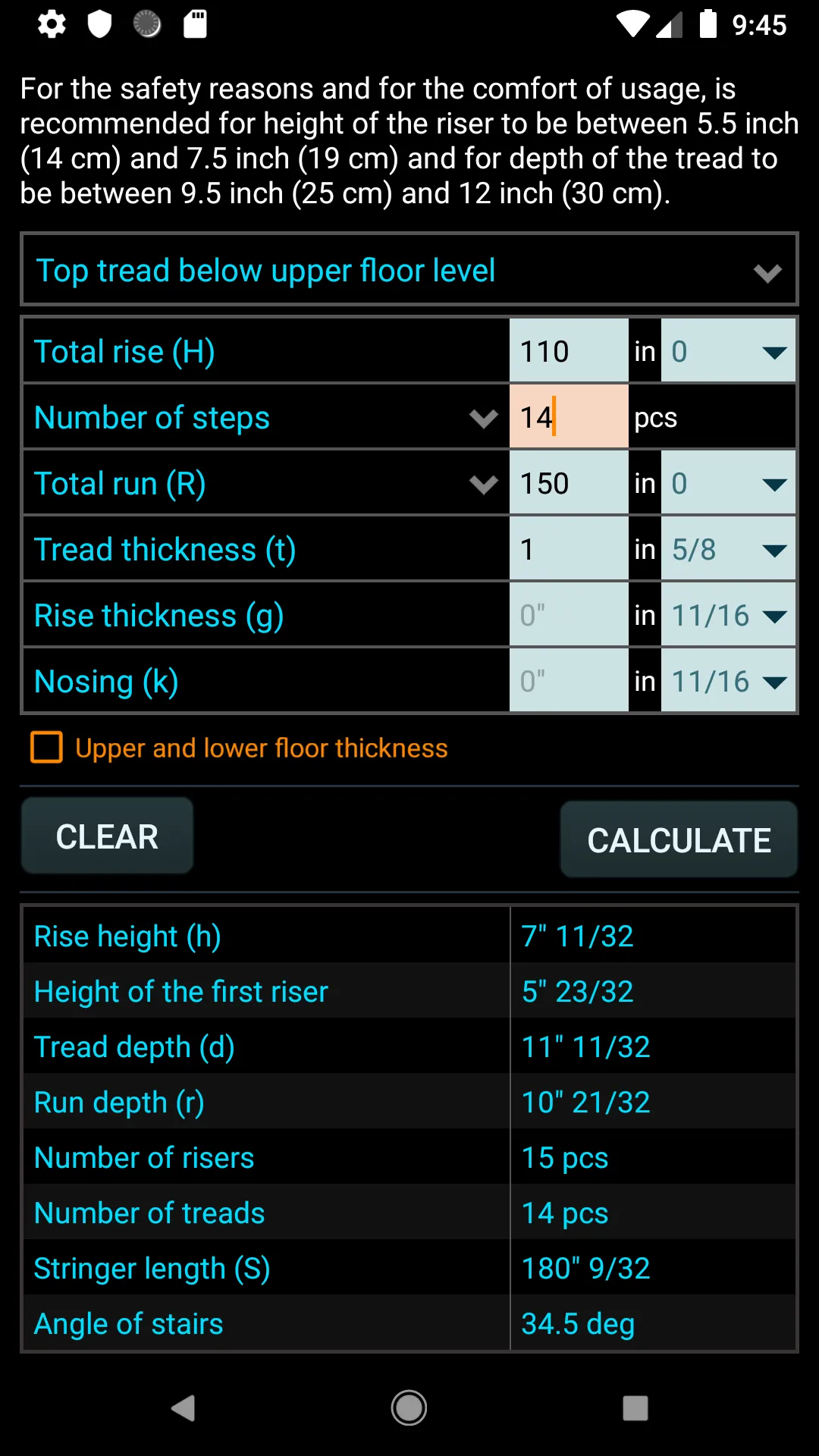 Classic stair calculator | Indus Appstore | Screenshot