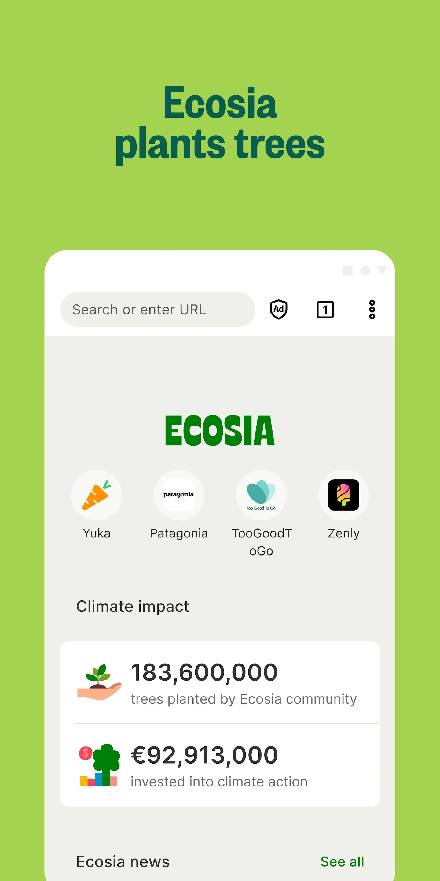 Ecosia - Safe Internet Browser | Indus Appstore | Screenshot