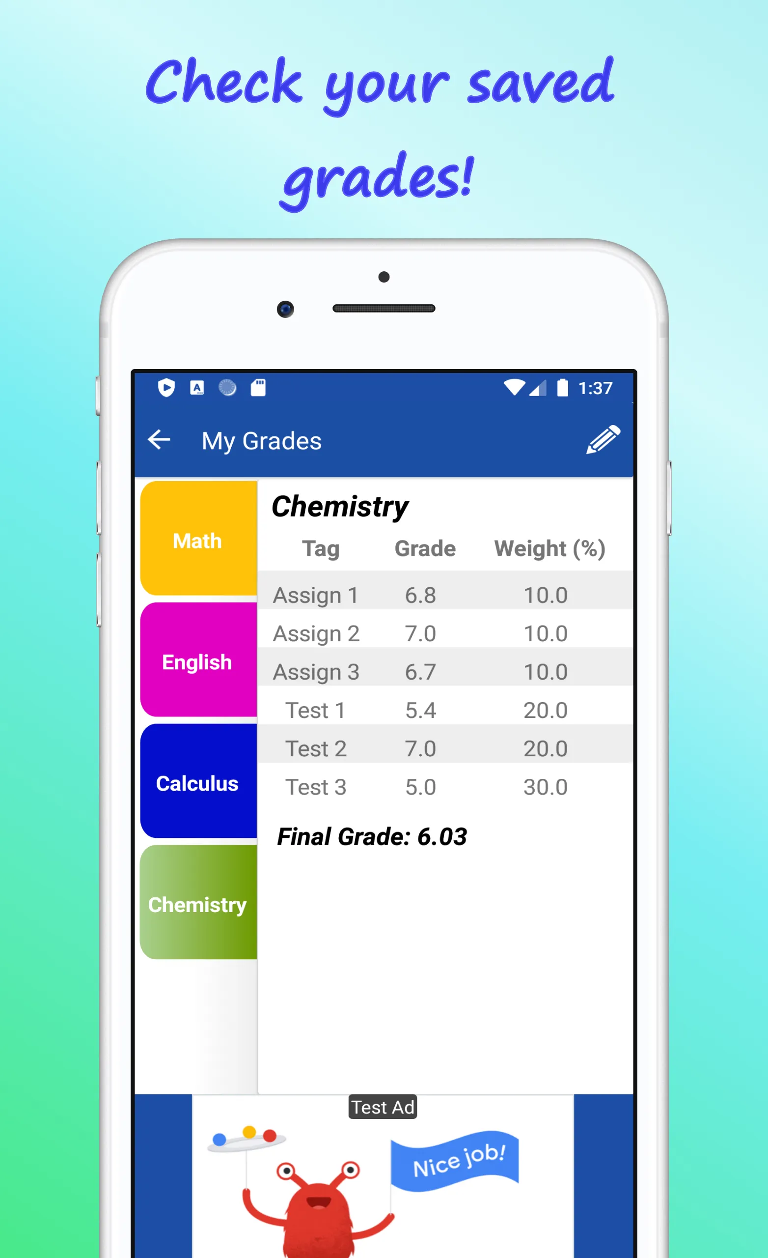 Grades Calculator | Indus Appstore | Screenshot