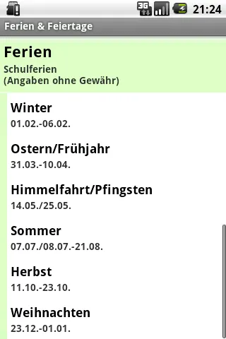 Ferien & Feiertage | Indus Appstore | Screenshot