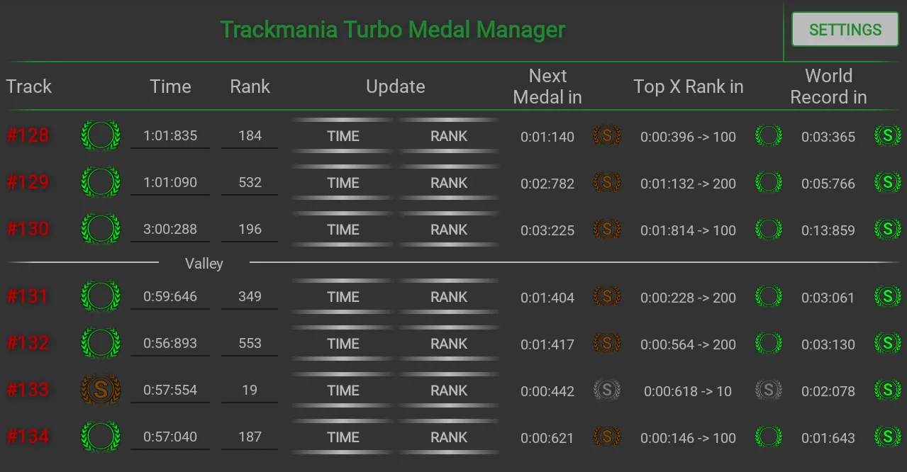 Trackmania Turbo Medal Manager | Indus Appstore | Screenshot