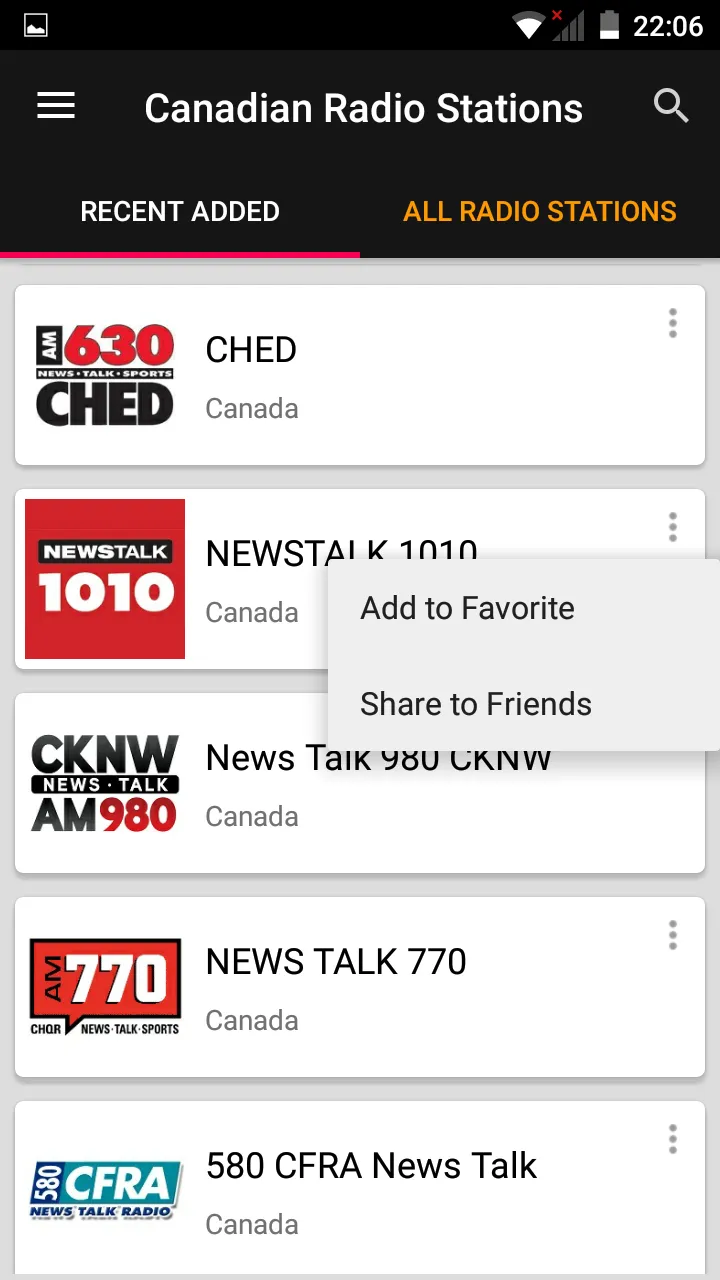 Canadian Radio Stations FM/AM | Indus Appstore | Screenshot