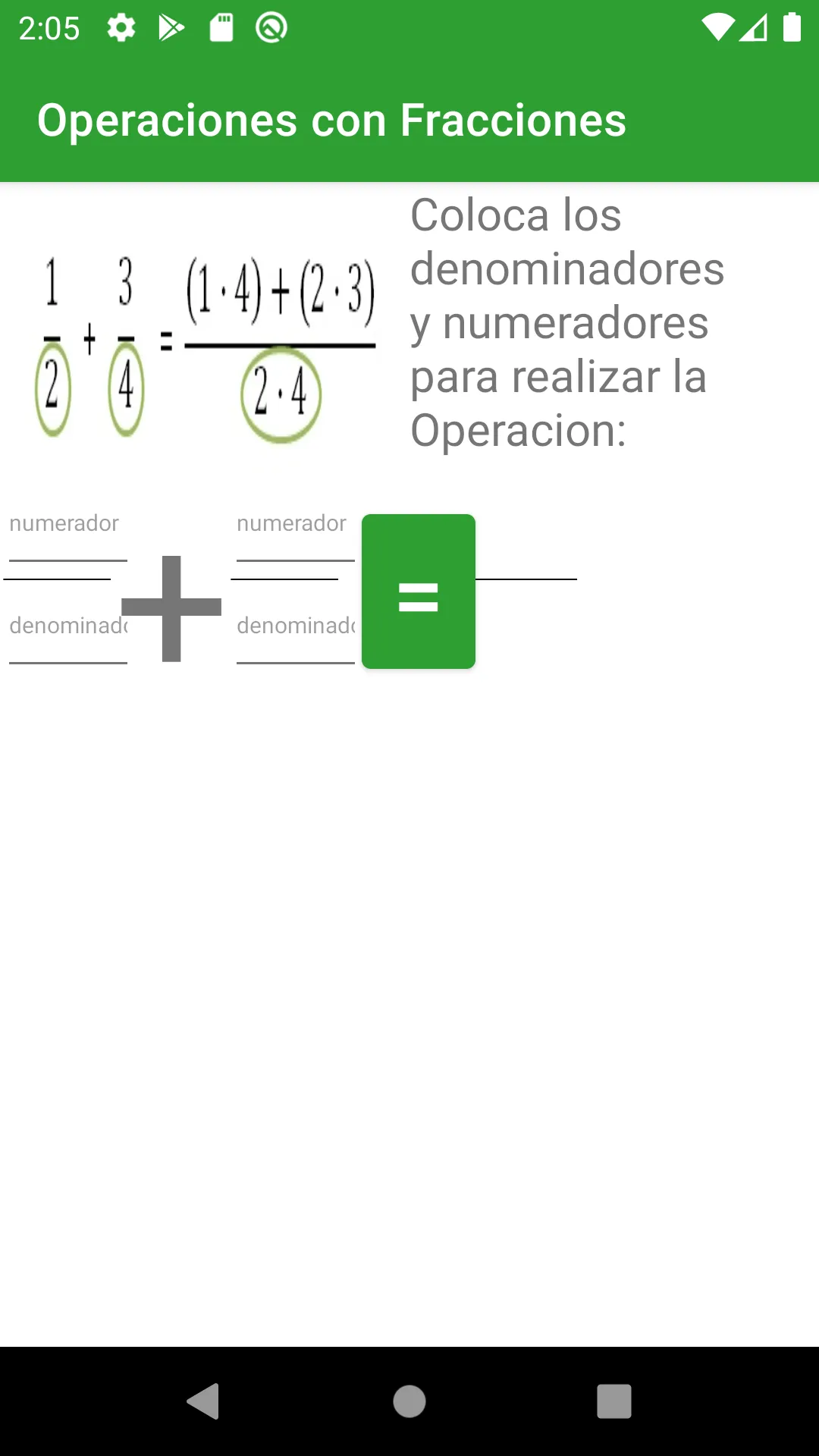 Operaciones con Fracciones | Indus Appstore | Screenshot