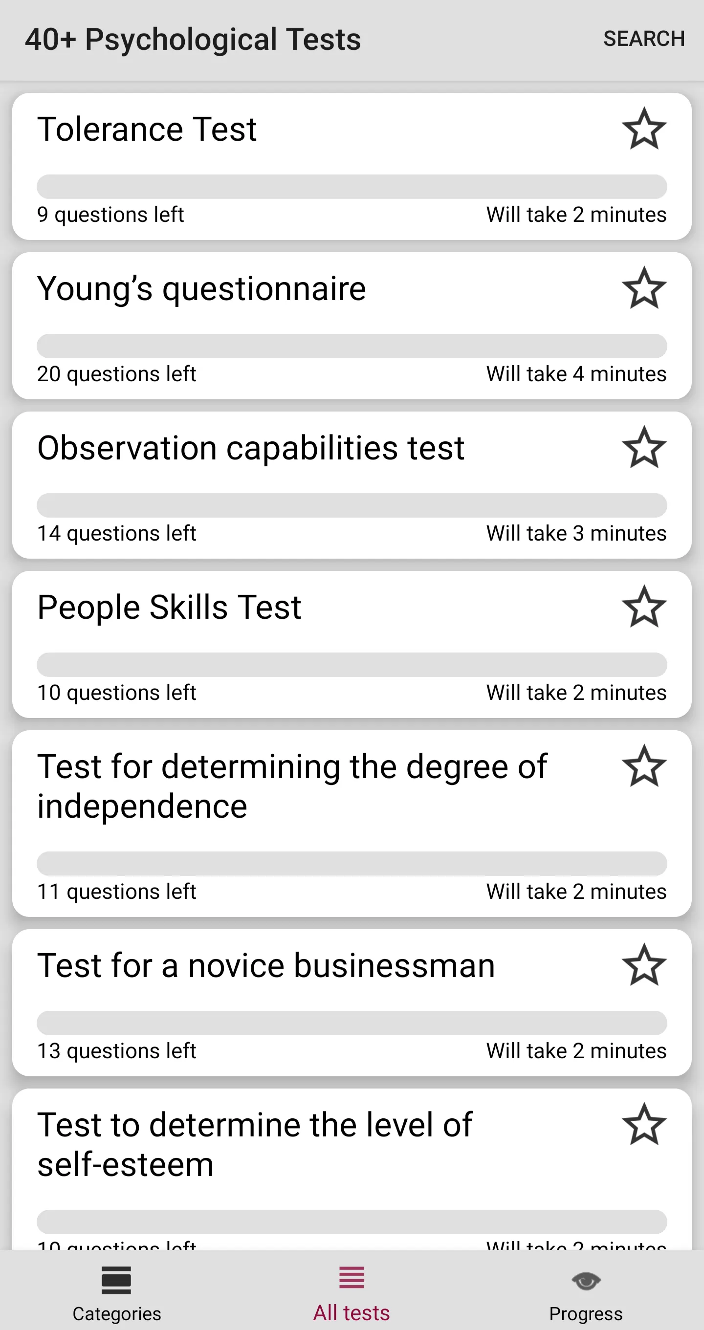 40+ Psychological Tests | Indus Appstore | Screenshot