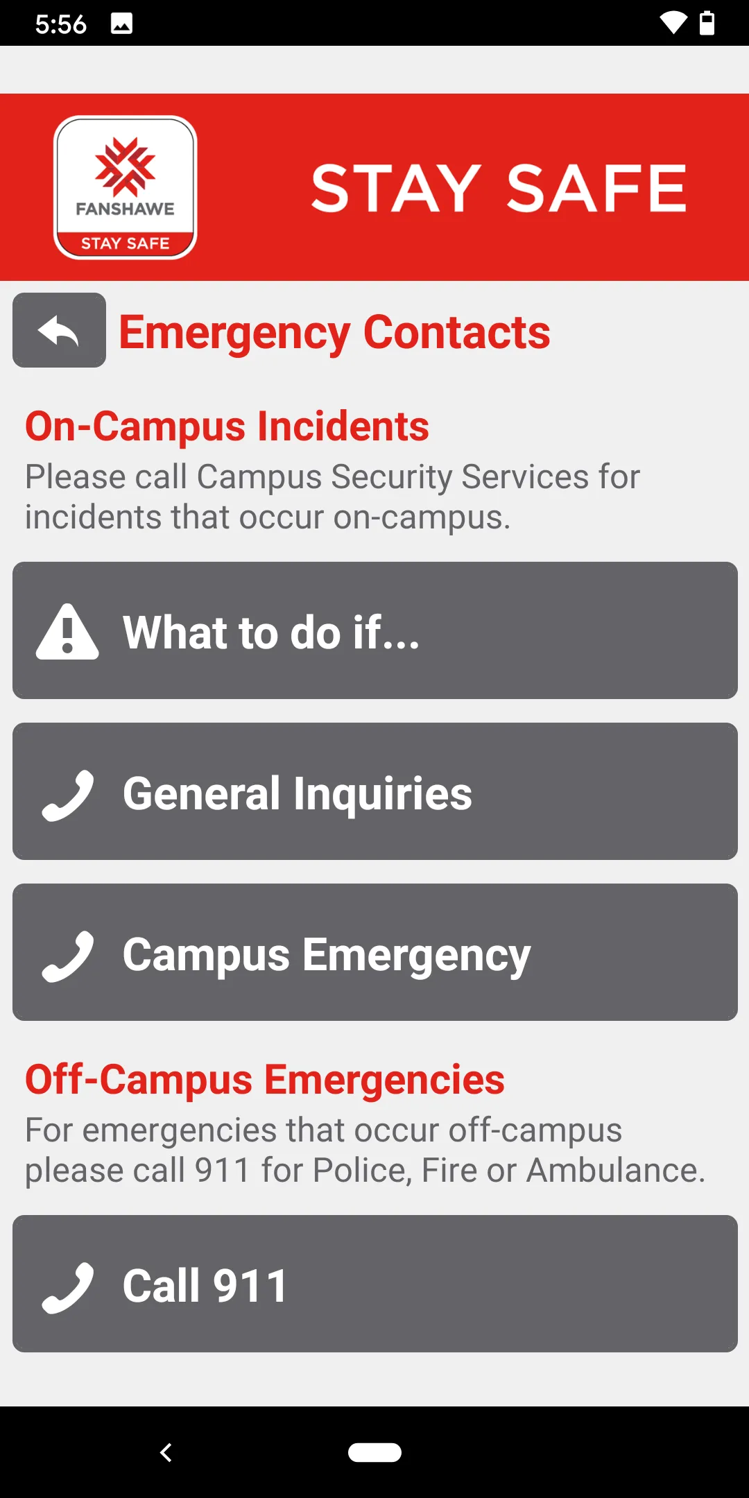 Fanshawe Stay Safe | Indus Appstore | Screenshot