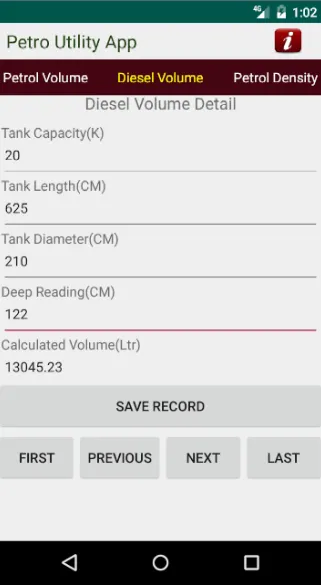 Petro Volume calculator | Indus Appstore | Screenshot