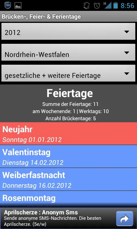 Brücken-, Feier- & Ferientage | Indus Appstore | Screenshot