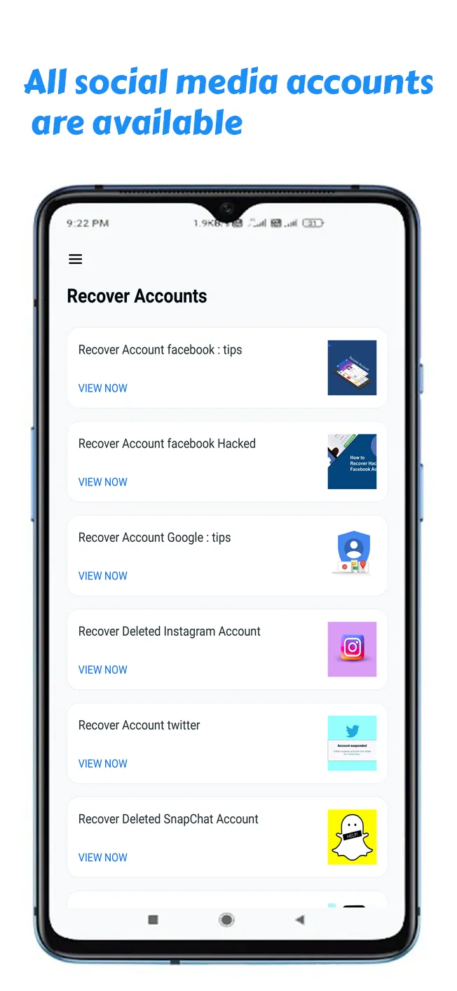 Recover Accounts : How & Tips | Indus Appstore | Screenshot