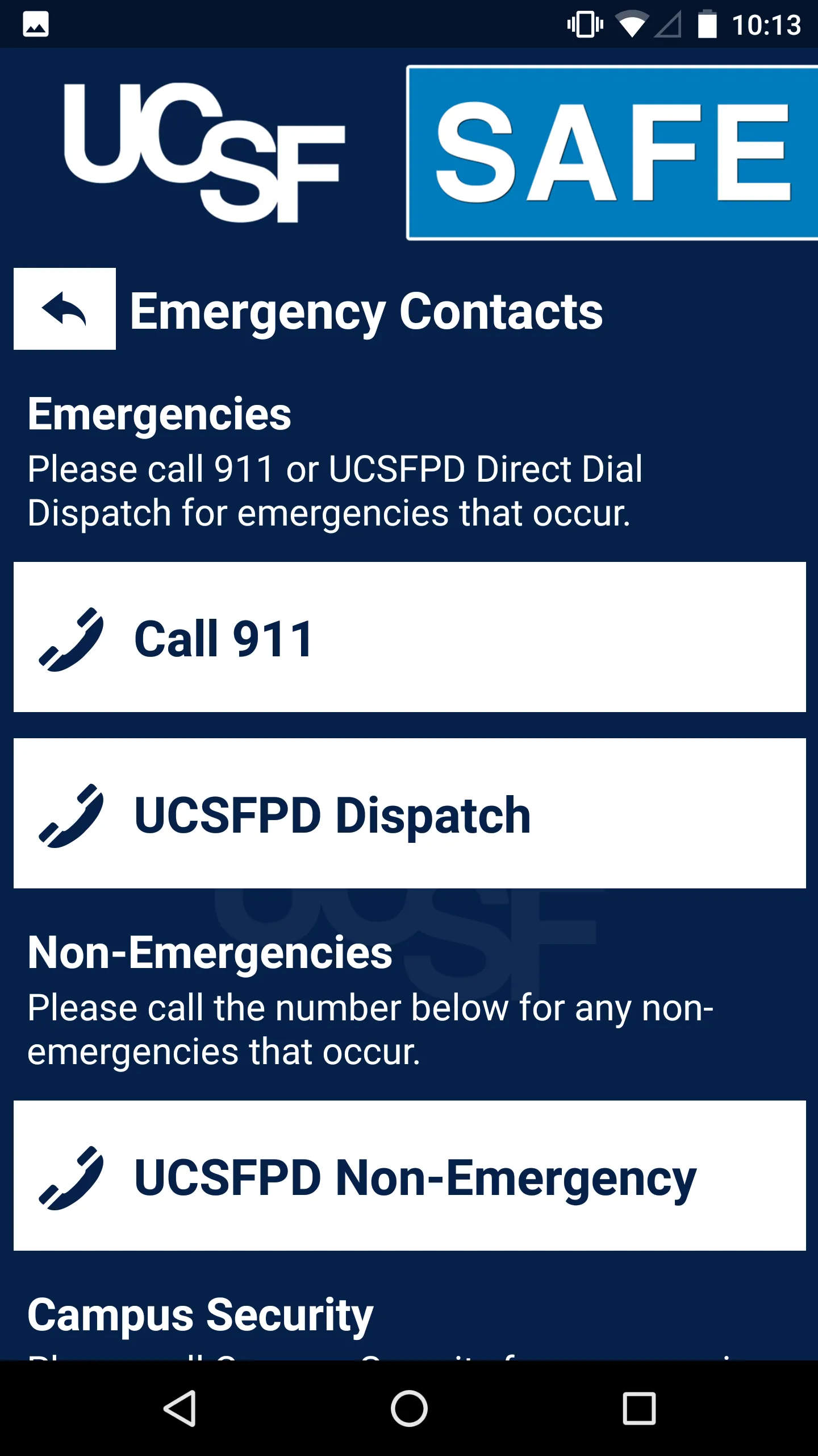 UCSF Safe | Indus Appstore | Screenshot