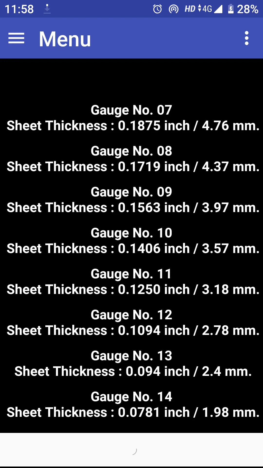 Sheet Metal Gauge Thickness | Indus Appstore | Screenshot