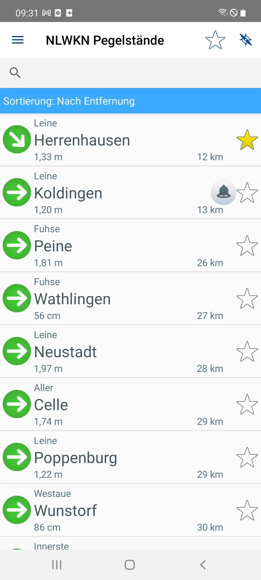 Pegelstände Niedersachsen | Indus Appstore | Screenshot