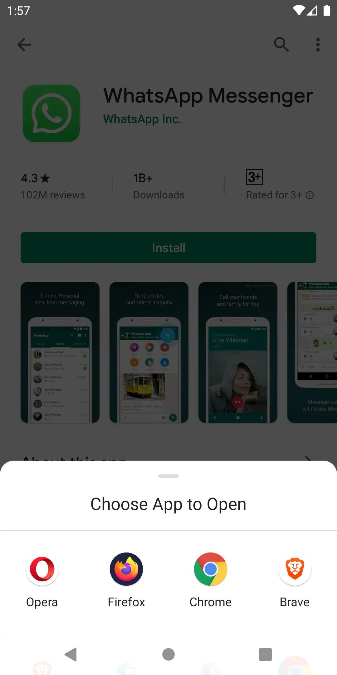 OpenInBrowser (via Share) | Indus Appstore | Screenshot