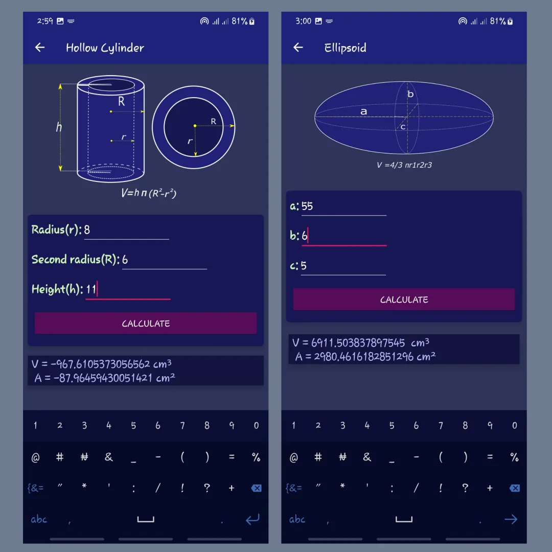 Volume calculator - 3D shapes | Indus Appstore | Screenshot