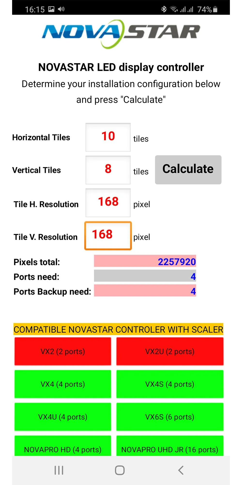 Led Screen Rental Calculator | Indus Appstore | Screenshot