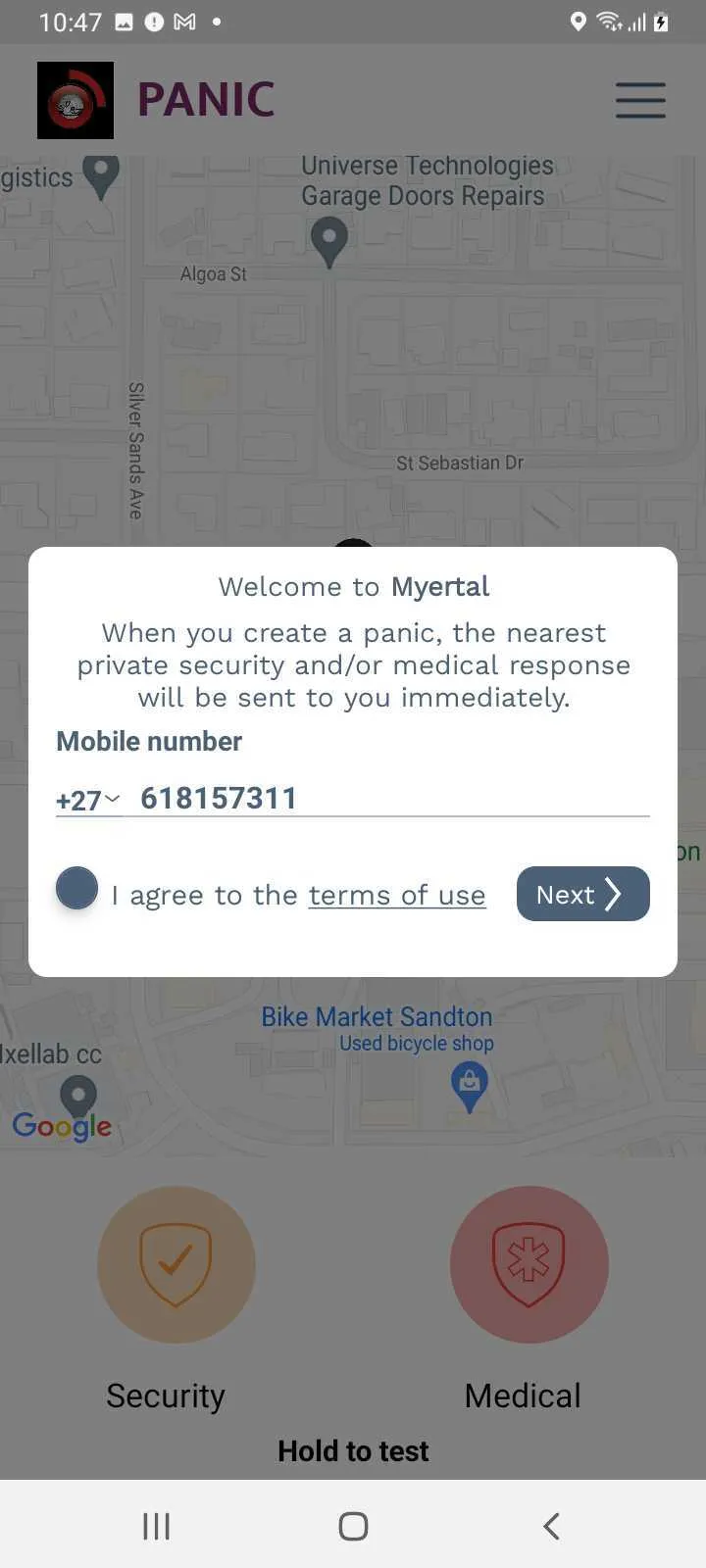 Myertal Panic App | Indus Appstore | Screenshot