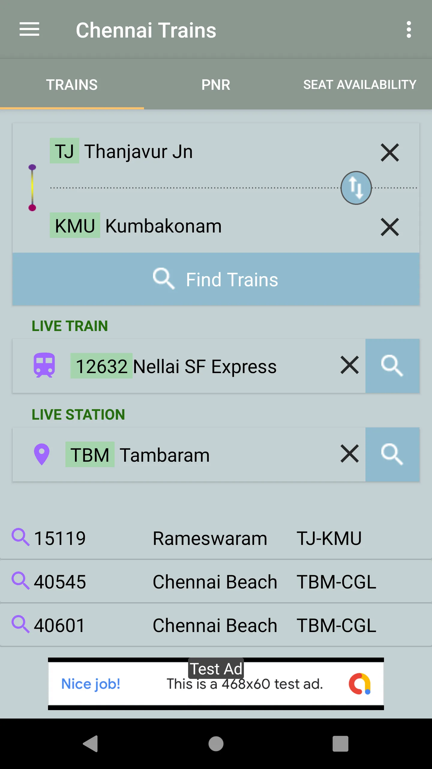 Chennai Trains | Indus Appstore | Screenshot