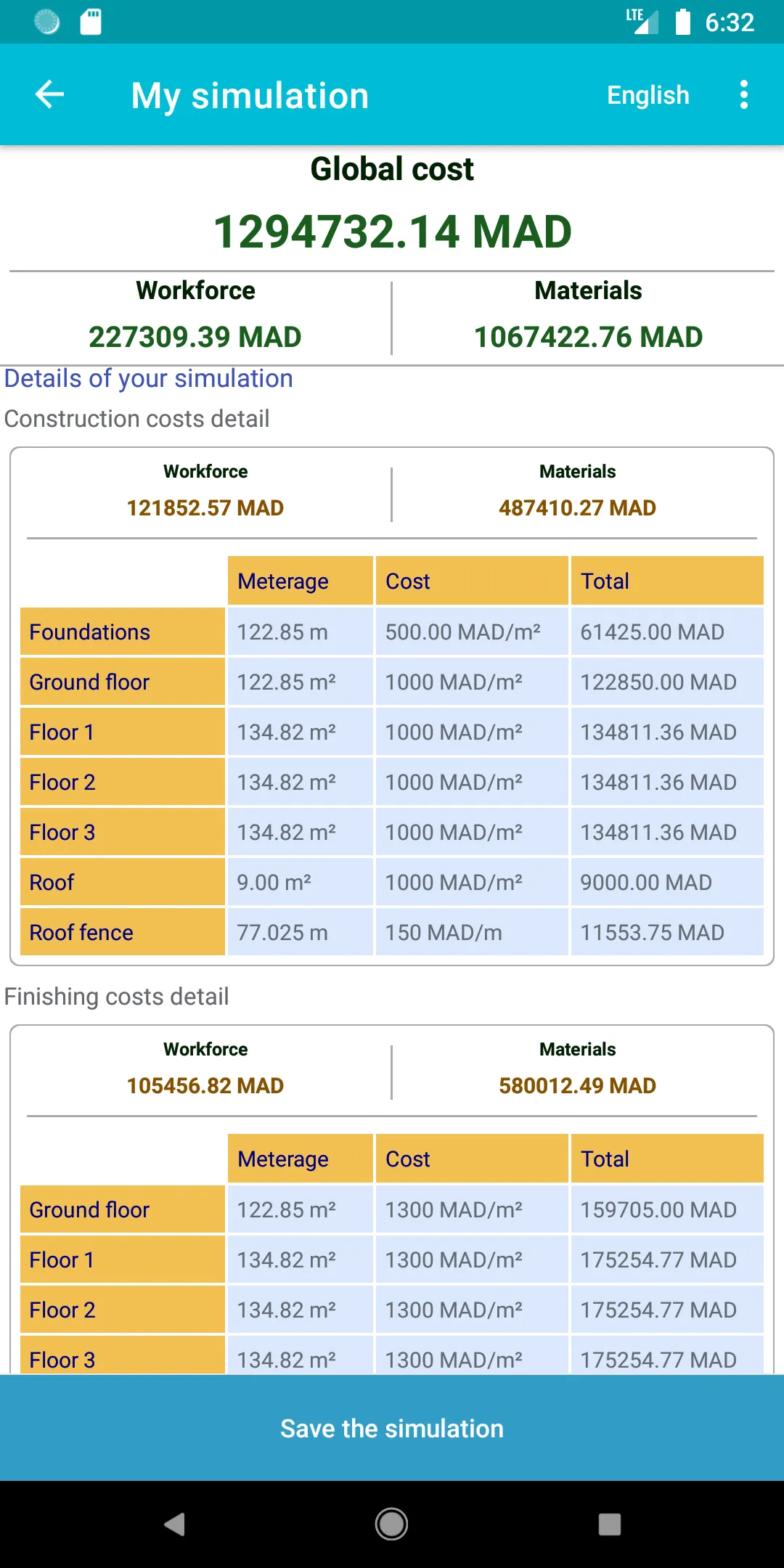 Construction price simulator | Indus Appstore | Screenshot