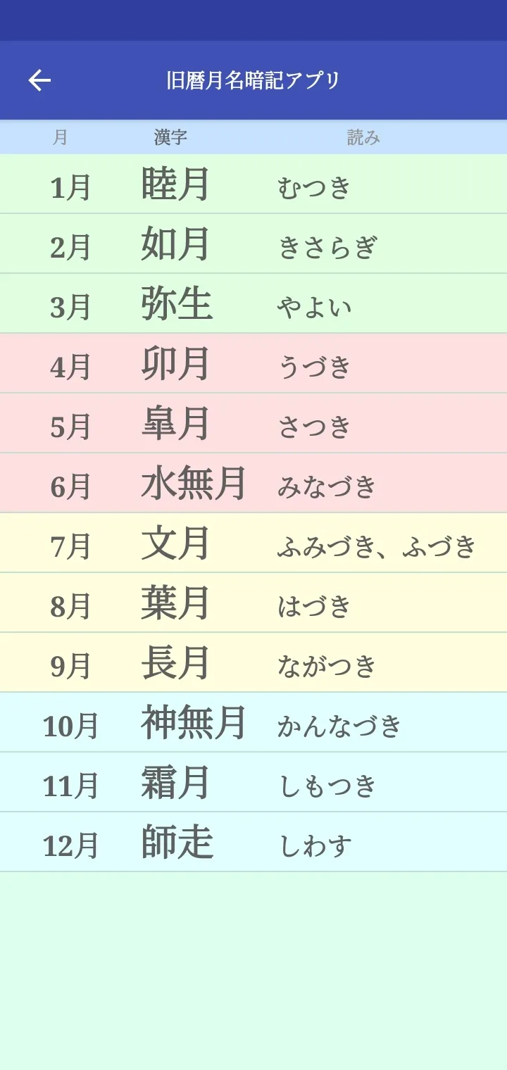 旧暦月名暗記アプリ | Indus Appstore | Screenshot