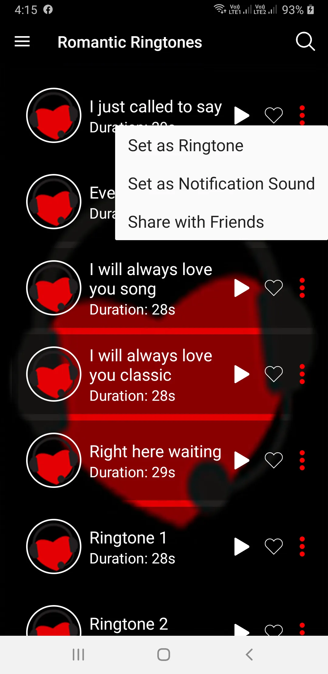 Romantic Ringtones | Indus Appstore | Screenshot