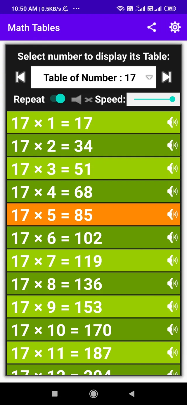 Math Tables - from 0 to 100 | Indus Appstore | Screenshot