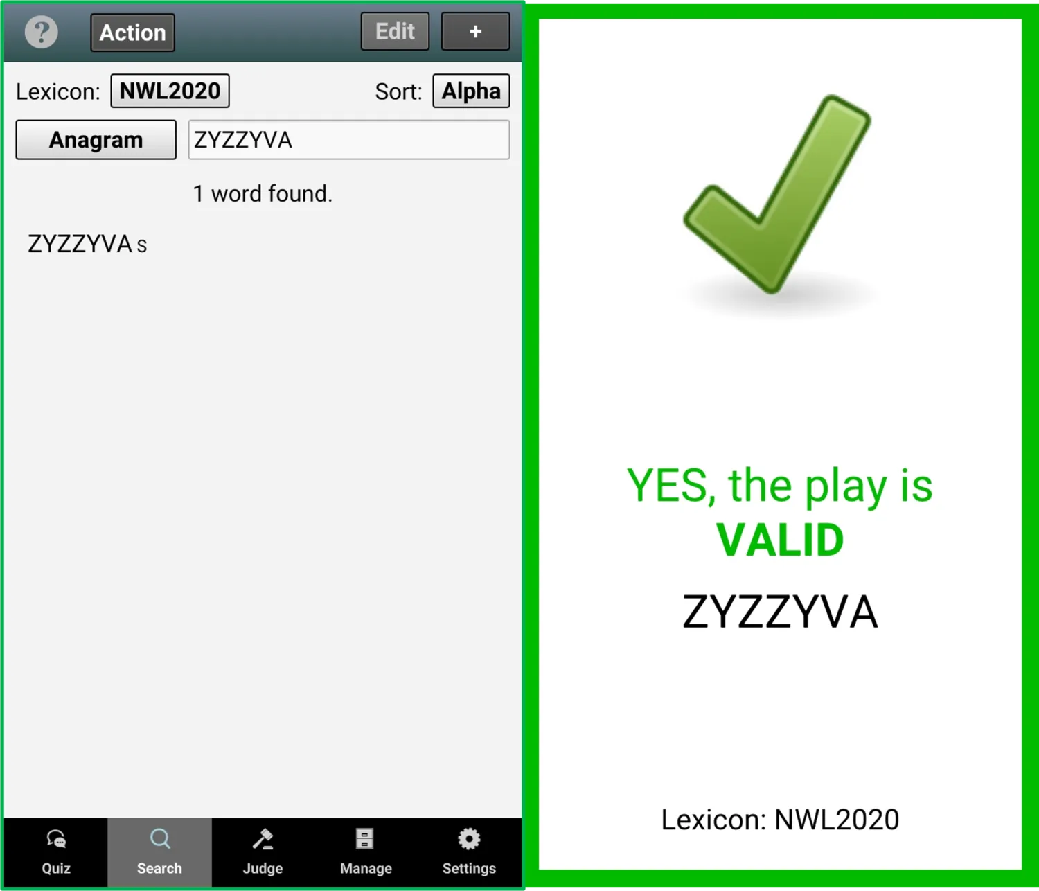 NASPA Zyzzyva Mobile | Indus Appstore | Screenshot