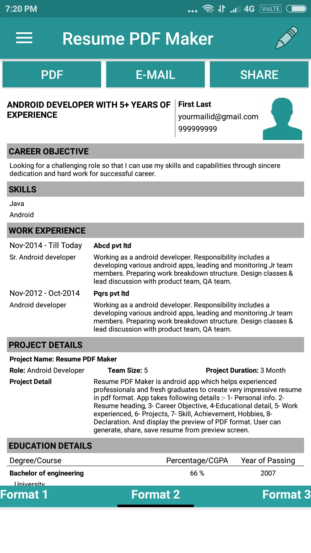 Resume PDF Maker / CV Builder | Indus Appstore | Screenshot