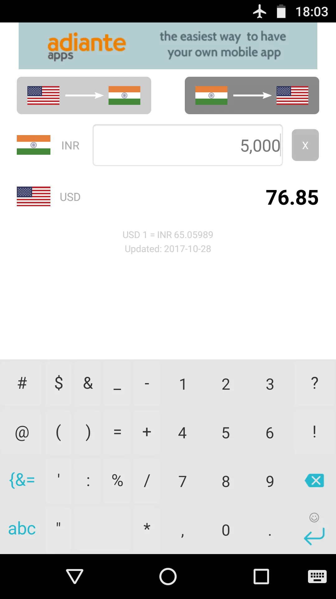 Dollar to Indian Rupee | Indus Appstore | Screenshot