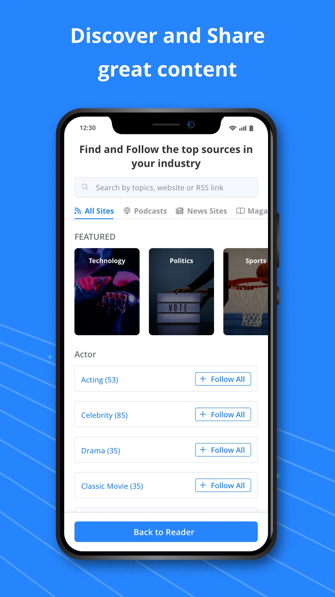 Feedspot Reader | Indus Appstore | Screenshot