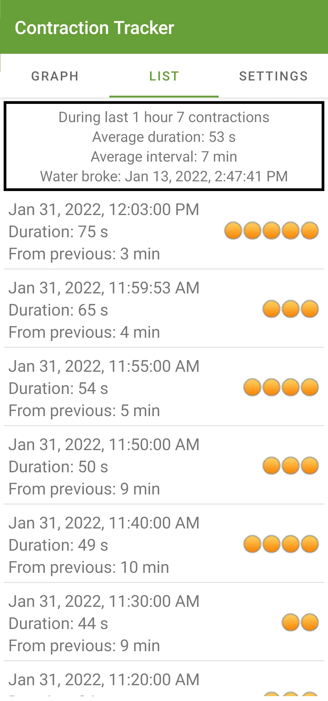 Contraction Tracker | Indus Appstore | Screenshot