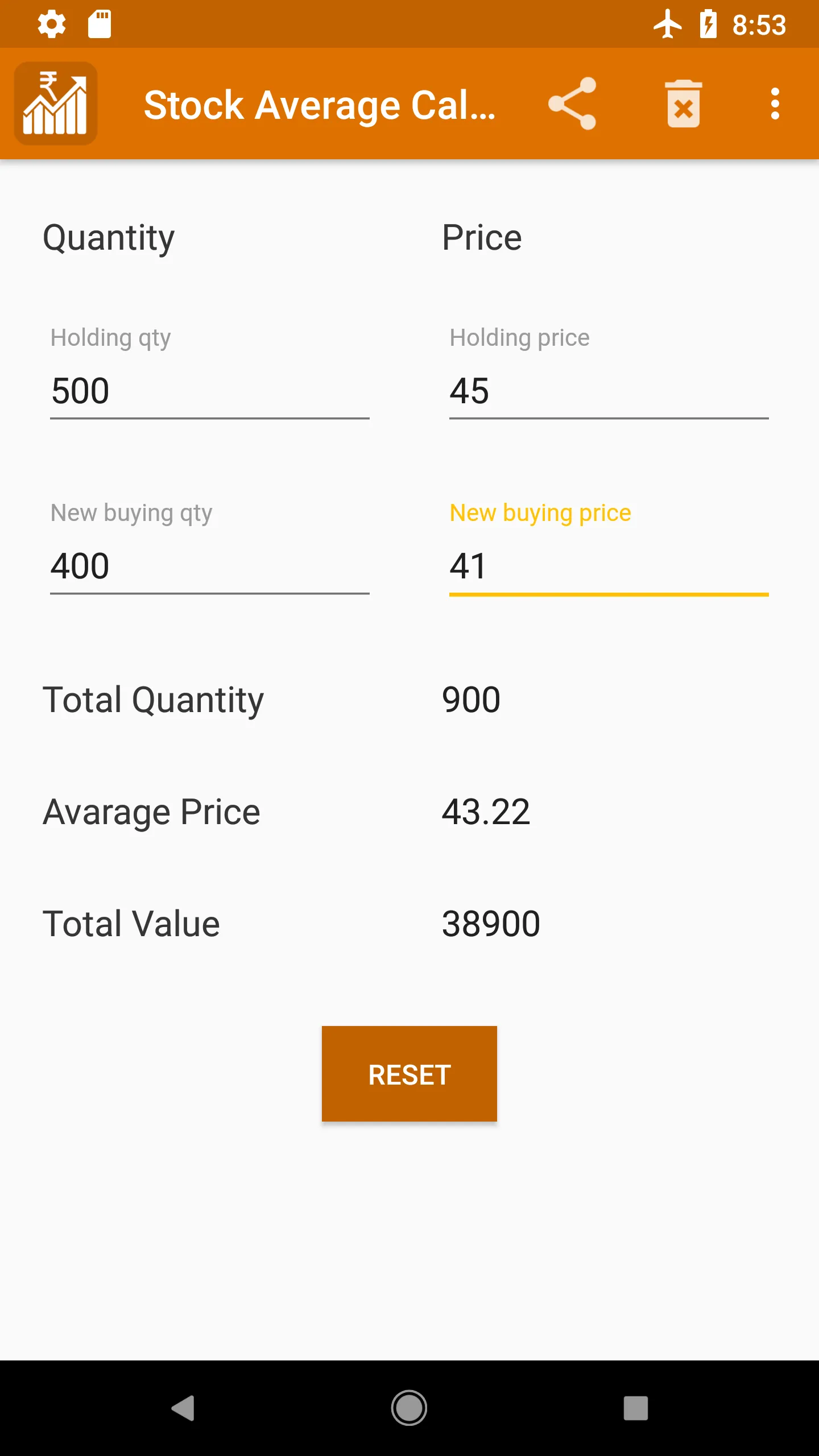 Stock Average Calculator | Indus Appstore | Screenshot