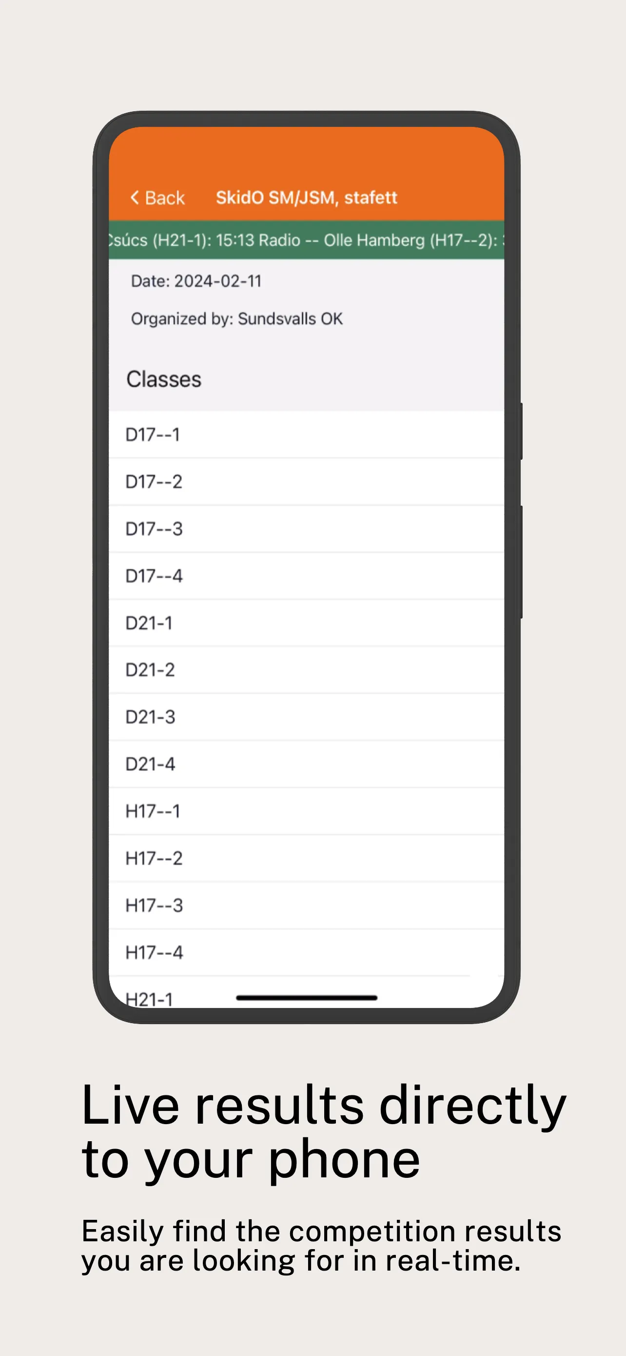 Orienteering Live Results | Indus Appstore | Screenshot