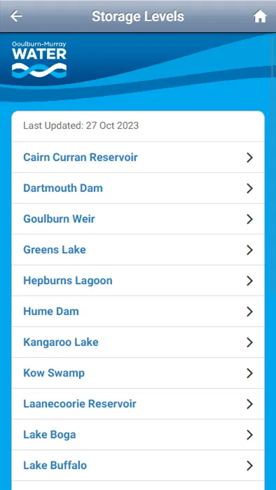 Goulburn Murray Water Mobile | Indus Appstore | Screenshot