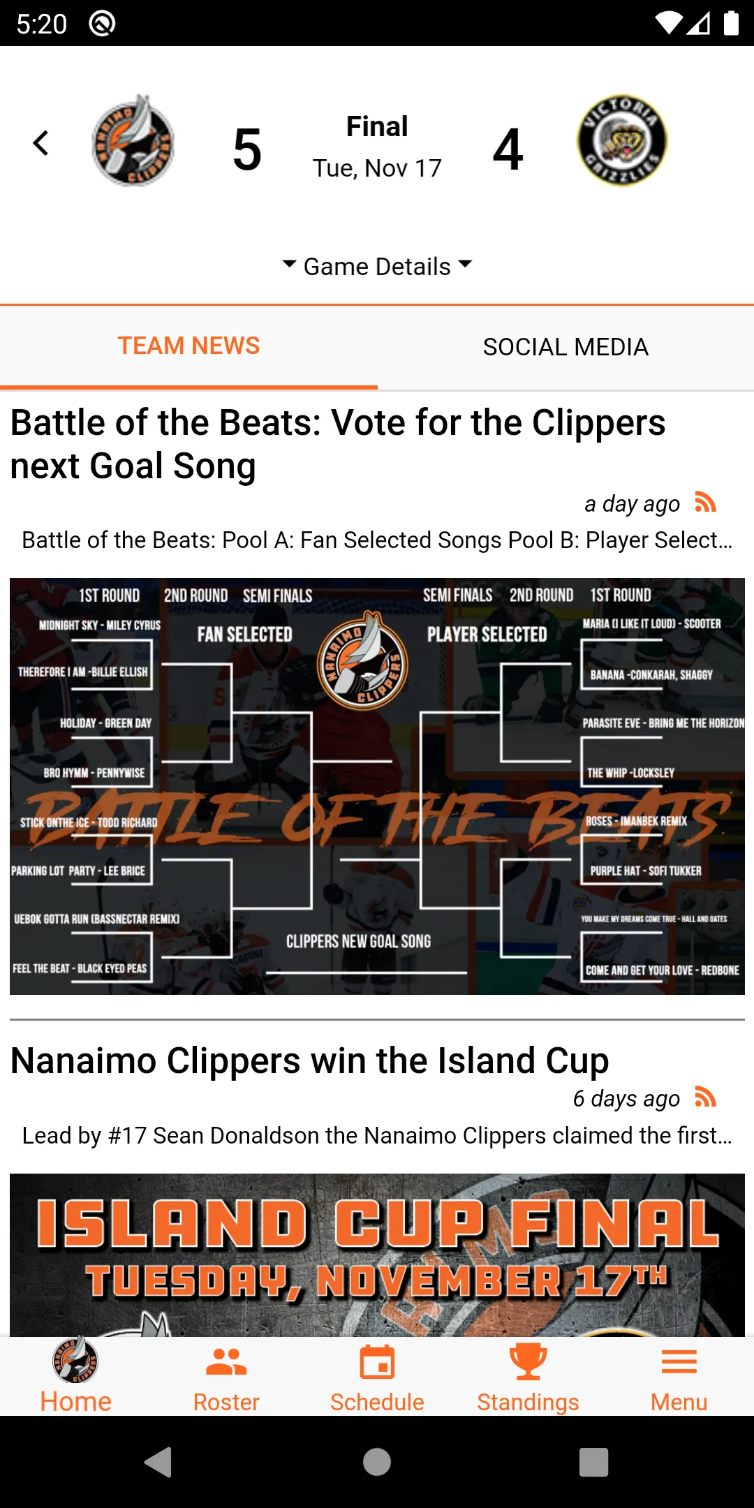 Nanaimo Clippers | Indus Appstore | Screenshot