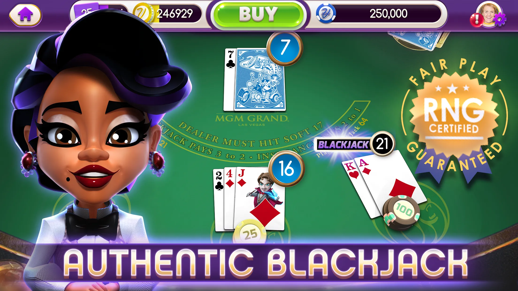 myVEGAS BlackJack 21 Card Game | Indus Appstore | Screenshot