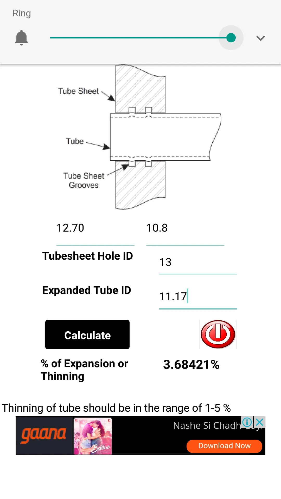 Tube Expansion Calculator | Indus Appstore | Screenshot