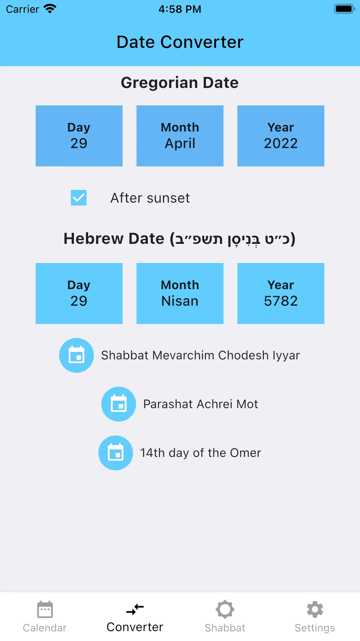 Jewish Calendar Dates | Indus Appstore | Screenshot