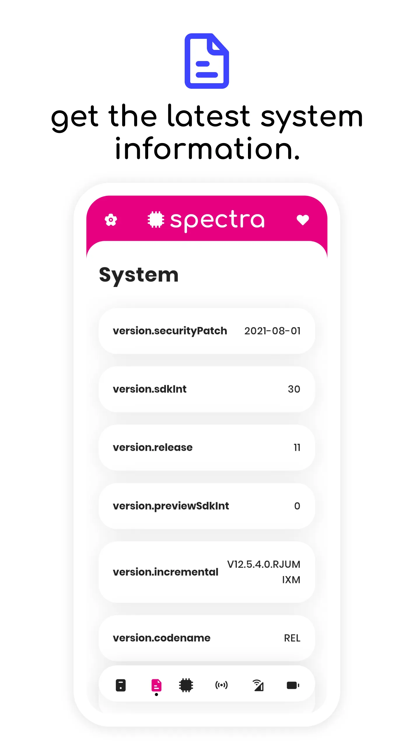 Spectra: device info | Indus Appstore | Screenshot