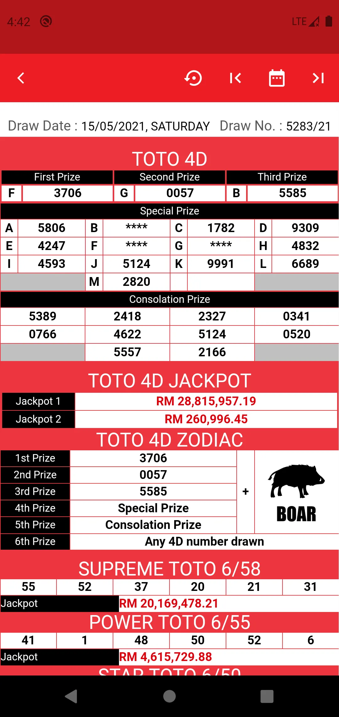 TOTO 4D Live Draw  SG&MY SWEEP | Indus Appstore | Screenshot