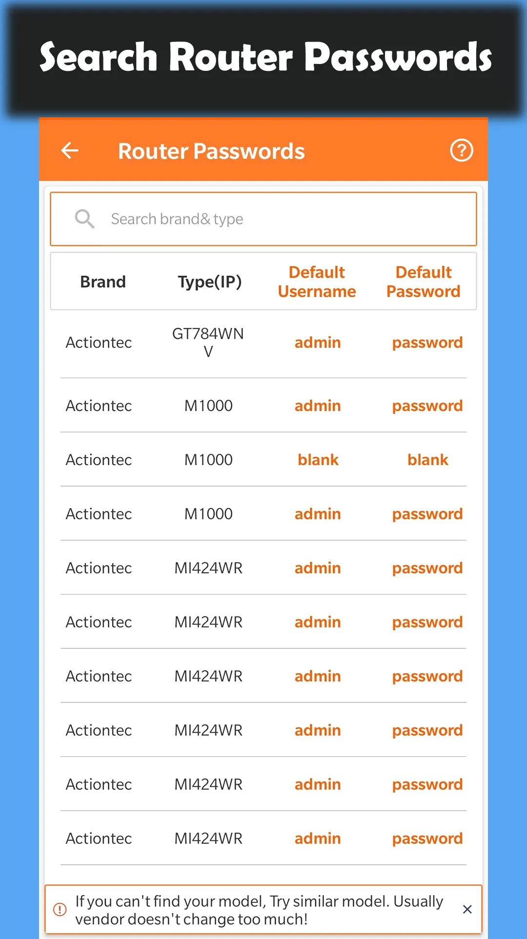 WiFi Router Passwords - Setup | Indus Appstore | Screenshot