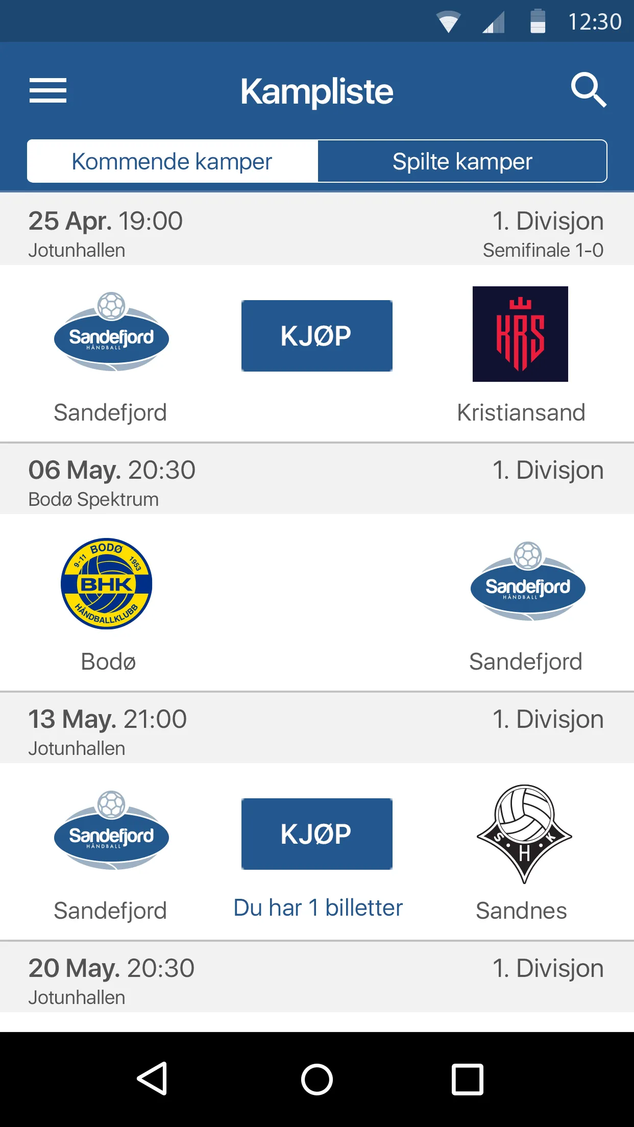 Sandefjord Håndball | Indus Appstore | Screenshot