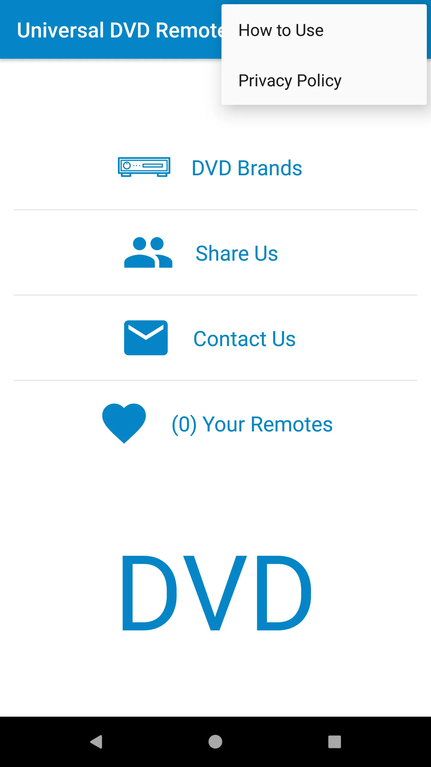 Universal DVD Remote Control | Indus Appstore | Screenshot