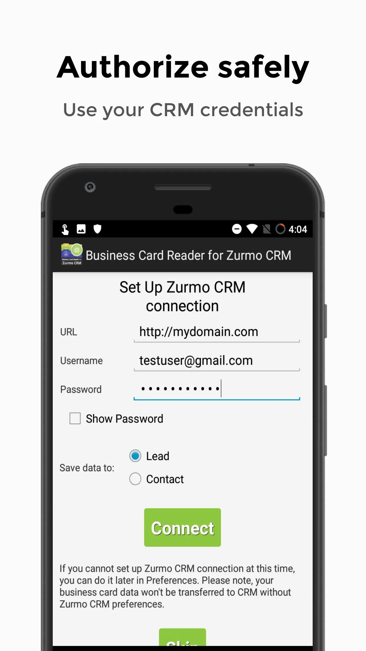 Business Card Reader for Zurmo | Indus Appstore | Screenshot