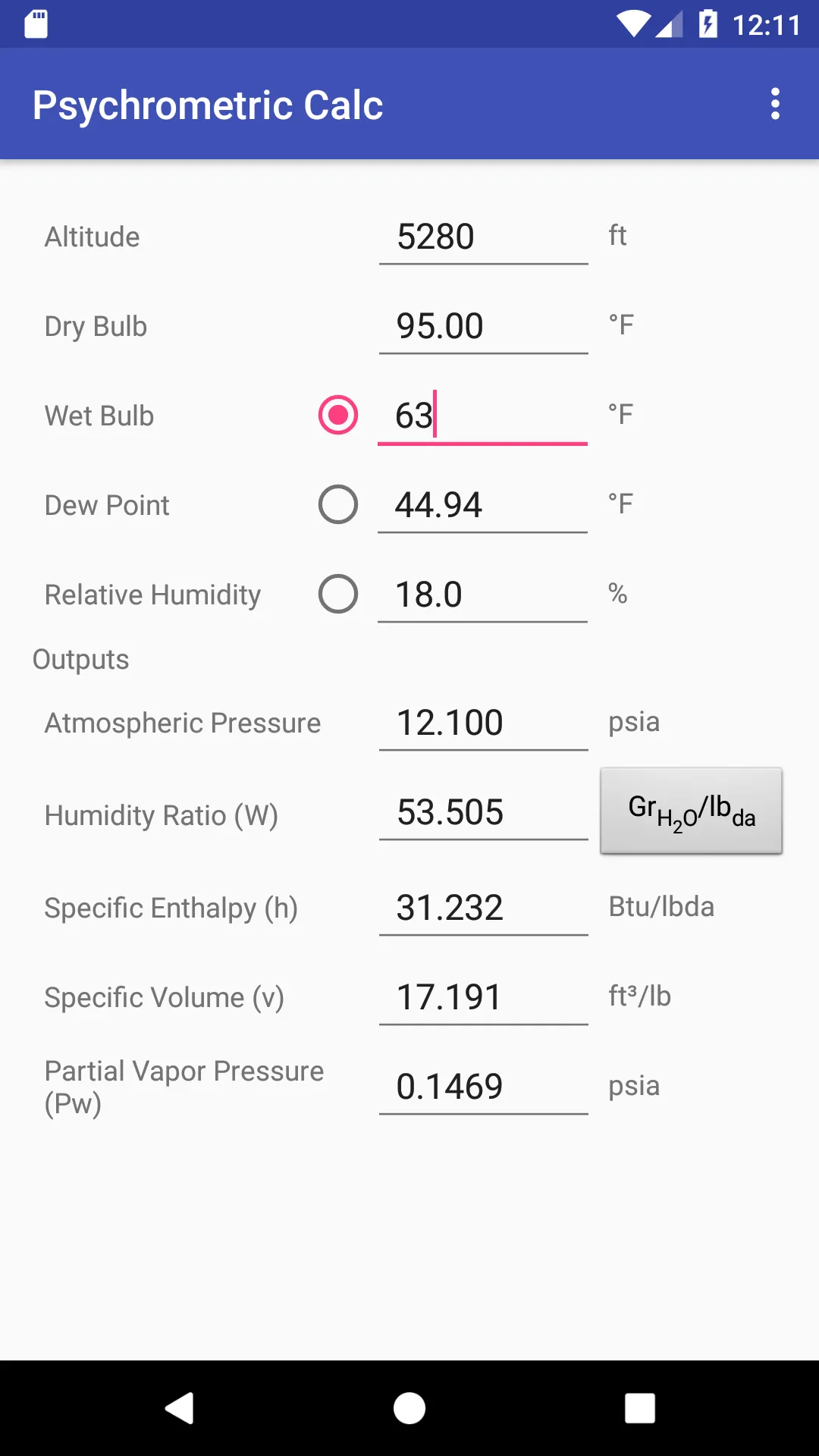 Psychrometric Calc | Indus Appstore | Screenshot