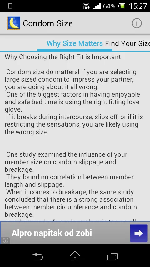 Condom Size | Indus Appstore | Screenshot