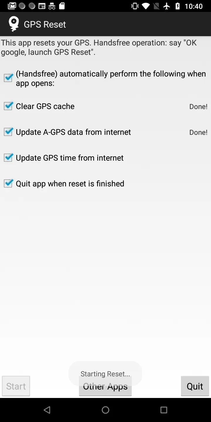 GPS Reset (handsfree) | Indus Appstore | Screenshot