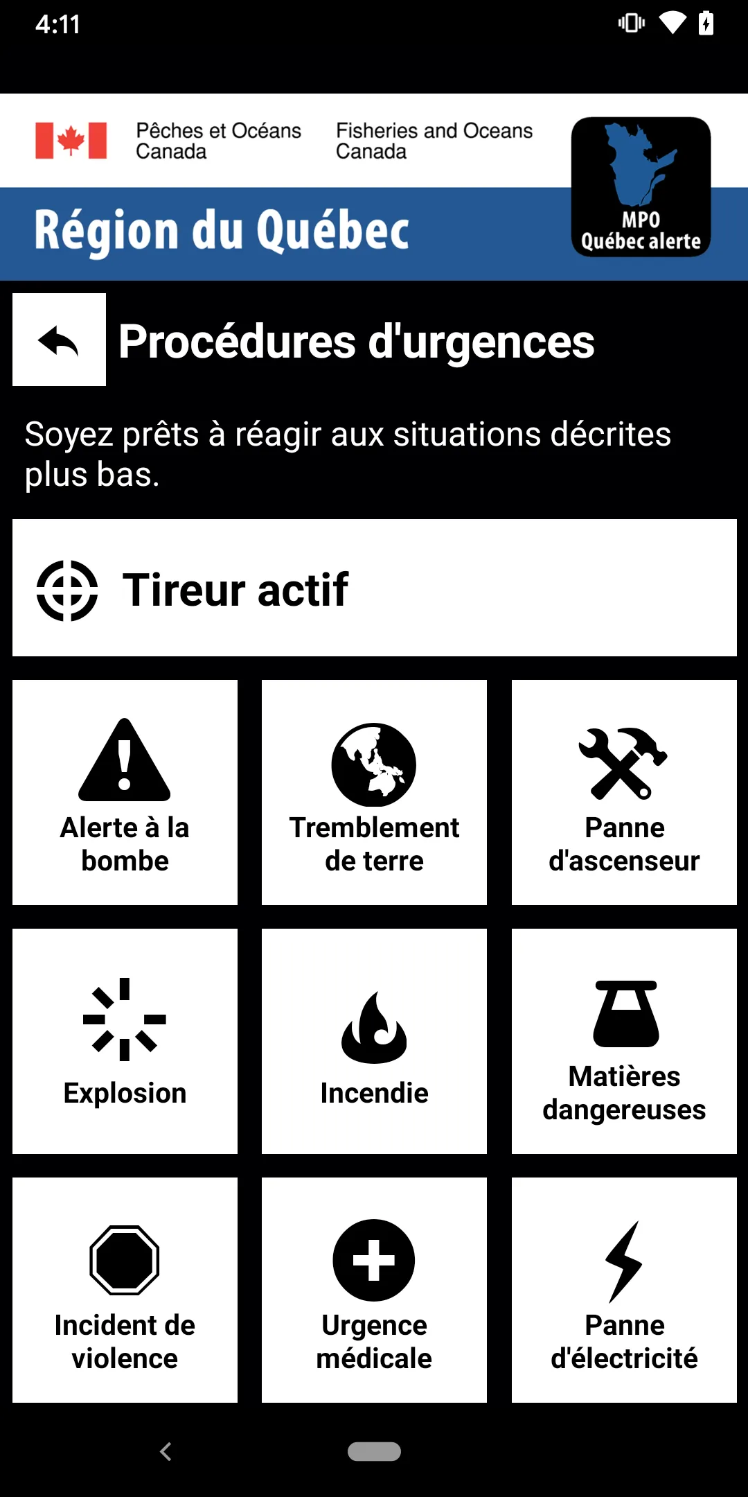 MPO Québec alerte | Indus Appstore | Screenshot