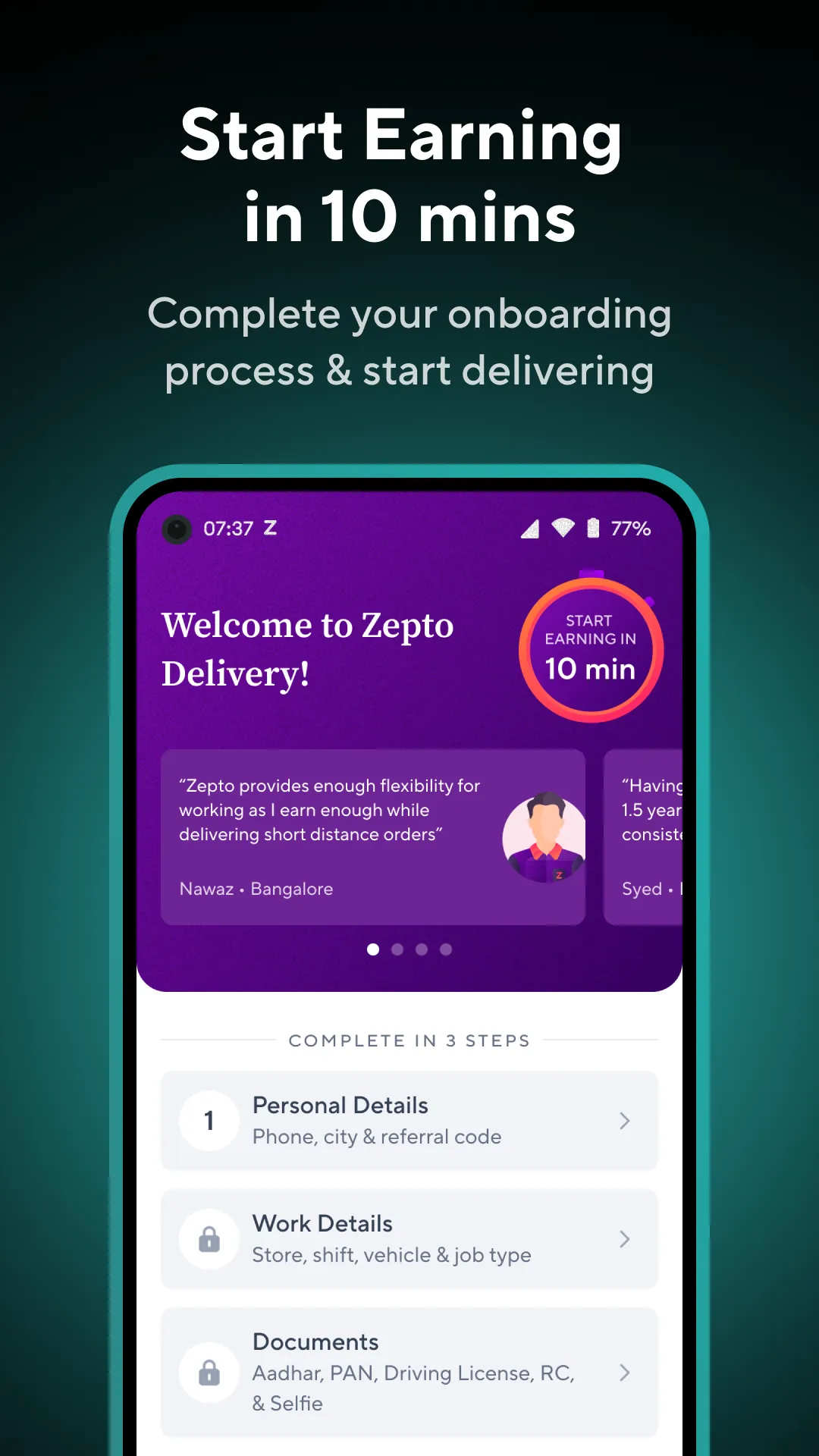 Zepto Delivery Partner App | Indus Appstore | Screenshot